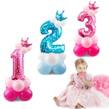 PATIMATE Rožinė Mėlyna Valgomieji 1-ojo Gimtadienio Balionas Vienerius Metus Ballon Pirmojo Gimtadienio Apdailos Vaikams Balionu, Baby Shower