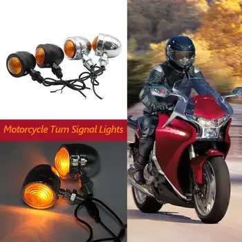 Patvarus Motociklas Posūkio Signalo Žibintai 1 Pora Mini Retro Motociklų Posūkio Signalo Žibintai 1-Wire Gintaro Motociklą Avariniai Žibintai
