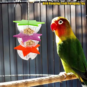 Paukščių Bite Žaislai Papūga Kabinti Gydyti Maitinimosi Žaislas Finansuojančiojo Akrilo Šešiakampė Žvaigždė Multi-Layer Paukščių Maisto Langelį Birdcage Priedai