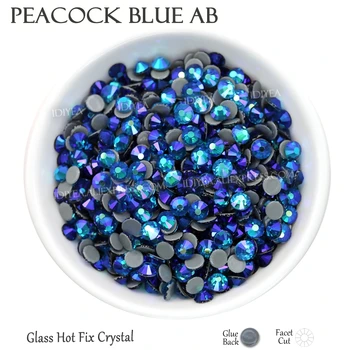 Peacock Blue AB flatback kalnų krištolas hot-fix kristalas glitters masės stiklo karštųjų akmenų rankdarbiams meno suknelė medžiaga priedų