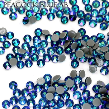 Peacock Blue AB flatback kalnų krištolas hot-fix kristalas glitters masės stiklo karštųjų akmenų rankdarbiams meno suknelė medžiaga priedų