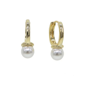 Pearl Hoopas auskarai Aukso spalvos minimalus subtilus dizainas Mini Mažas huggie ratlankiai naujas paprastas auskarai