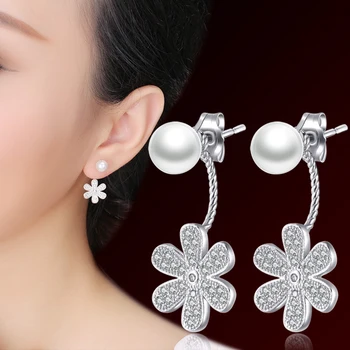 Pearl sidabras stud auskarai anti-alerginių 925 gryno sidabro auskarai mada aksesuarai trumpas neckband stud auskarai elegantiškas moteris