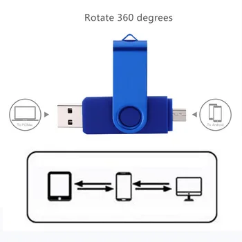 Pen Ratai Metalo 360° Sukimosi OTG 3 IN 1 Tipas-C Usb 2.0 Flash Drive 4GB 8GB 16GB 32GB 64GB Pendrive Usb Stick Memoria Logotipas Dovana