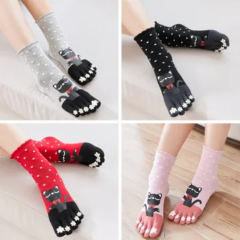 Penkių piršto, čiurnos, kojinės moterims, spalvinga Japoniško mielas Split Toe kojinės