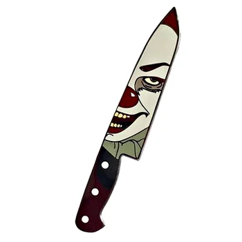 Pennywise klounas veido ženklelis žudikas peiliu sagė Stephen King TAI filmas pin Helovinas siaubo papuošalai