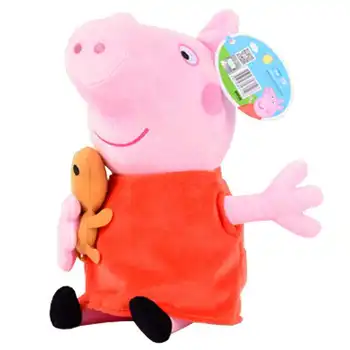 Peppa pig Žaislai George ' pepa Pig Šeimos Pliušiniai Žaislai 19cm Įdaryti Lėlės, dekoracijos Kuprinę Pendan Žaislai Vaikams
