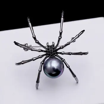 Perdėtas juodas voras sagė priedai unikalių vabzdžių, gyvūnų drabužių apdailos dovana