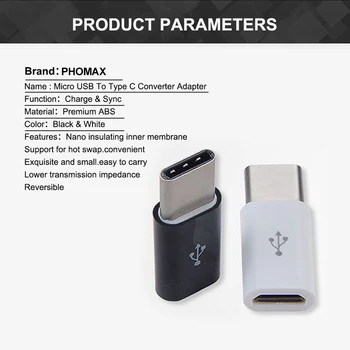 PHOMAX Micro USB Male Tipo c 
