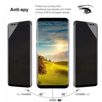 Pilnas Draudimas Premium Grūdintas Stiklas Samsung Galaxy S8 S9 Plus Pastaba 8 9 Privatumo Anti-Spy Screen Protector Cover Anti Spy Filmas