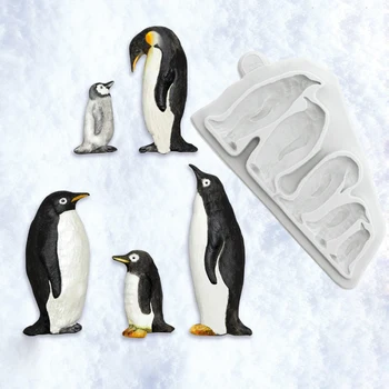 Pingvinas Šeimos Silikono Formos Minkštas Pyragas Apdaila Įrankiai Pelėsių Sugarcraft Šokoladas, Kepimo Įrankis tortas Gumpaste Meno Forma