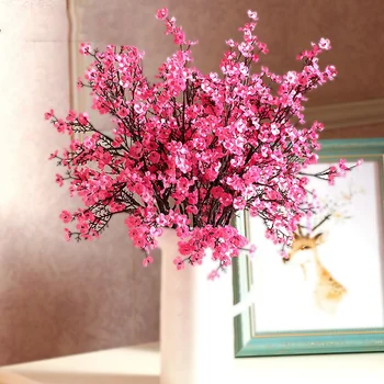 Pink cherry blossom plastiko filialas, dirbtinio šilko gėlių sakura vestuvių namų parduotuvė apdailos balta netikrą gėlės 