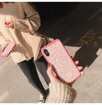 Pink Leopard Print Telefono dėklas Skirtas iphone 11 12 Pro XS Max Mini XR X SE 2 