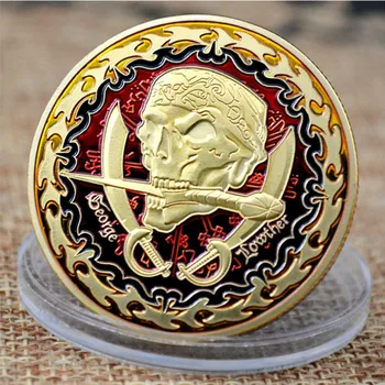 Piratų monetos paauksuoto sidabro padengtą Emalį priedus nostalgiškas prisiminimas rusijos senovės monetų kolekciją kaukolė monetos turėtojas