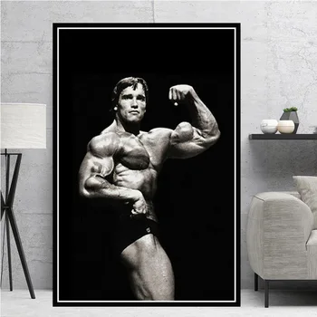 Plakatas Spaudinių Aliejaus Tapybai Arnoldas Schwarzeneggeris Kultūrizmo Fitneso Treniruoklių SALĖJE, 