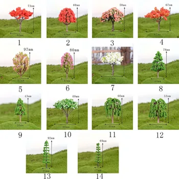 Plastikiniai Mini Modeliavimo Medžių Kawaii Gluosnio Sakura Mini Namų Puošybai Sodo Microlandscape Miniatiūros Figūrėlės