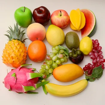 Plastikiniai Modeliavimas Dirbtinių Vaisių, Arbūzų, Obuolių, Apelsinų, Kriaušių, Citrinų Mango Persikų, Vynuogių, Bananų Namų Dekoro Priedai