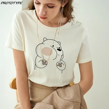 Plikas Kawaii Juokinga T Marškinėliai Moterims Tenka Drabužių Grizzly Vasarą Naujų Panda Ice Bear Gyvūnų Spausdinti marškinėliai Mujer Mielas Viršūnes Camiseta