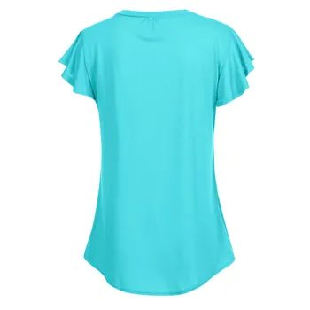 Plus Size 6XL Vasaros Susiėmę Kietas Tunika Palaidinė trumpomis Rankovėmis Marškinėliai Moterims Blusas Mados Marškinėliai Tee Moterims Viršuje Atsitiktinis Moterų marškinėliai