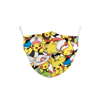 Pokemon Pikachu Apsaugine Kauke Veidą, Burną Kauke Animacinių filmų Spausdinami Vaikų Vaikai Kaukė Dulkėms Anti-hase Skalbti Daugkartinių Kaukės