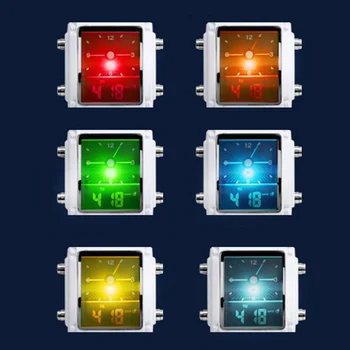 Pora Laikrodžiai Aikštėje Dial Dvejopo Laiko Dienos Rodymas Signalizacijos spalvotu LED Sporto Riešo Žiūrėti Vyrams, moterims žiūrėti balta spalva