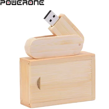 POWERONE (nemokamai logotipą) Medinis USB atmintukas pendrive 4 GB 16GB 32GB 64GB Sukimosi usb + box memory Stick fotografija