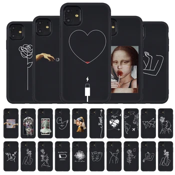 Prabanga Abstrakčios Linijos, Mergaitė Meilužis David Lisa Atveju iPhone 12 8 Plus SE 2020 Padengti Coque Silikoninis 