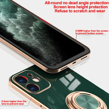 Prabanga Apkalos Žiedo Savininkas Telefono dėklas Skirtas iPhone 12 Pro Max Atveju iPhone, 11 Pro XS Max X XR 7 8 Plus SE 2020 12Mini Atvejais