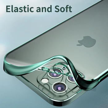 Prabanga Kvadratinių Rėmelių Danga Skaidrios TPU Case for iPhone 12 11 Pro Max Mini iPhone 