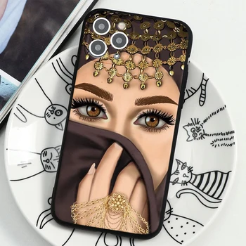 Prabanga Moteris Hijab Veido Musulmonų Islamo Mergina Atveju iPhone XS 11 12 Mini Pro Max XR X SE 2020 Atveju iphone 8 7 6S Plius 5