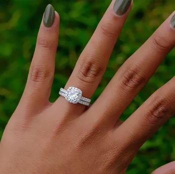 Prabanga Moterų Kristalų Cirkonis Akmuo Žiedas Nustatyti Aukso Spalvos Vestuvių Juostoje Žiedas Žada Nuotakos Sužadėtuvių Žiedai Moterims