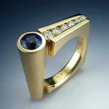 Prabanga Moterų Kristalų Raudonos Akmens Žiedas, Elegantiška Vintage Geltono Aukso Vestuviniai Žiedai, Moterų Mados Meilės Vestuvinis Žiedas O3T219