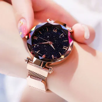 Prabanga Moterų Laikrodžiai Mados Elegantiškas Magnetas Sagtis Vibrato Violetinė Ponios Laikrodis 2019 Naujas Žvaigždėtas Dangus Romėnišką Dovana Laikrodis
