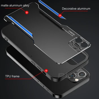 Prabangus Matinis Aliuminio Metalo Back Case For iPhone 12 11 Pro Max Mini iPhone 7 8 SE 2020 X XS XR atsparus smūgiams Sunku Telefono Dangtelį Coque