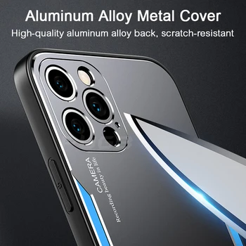 Prabangus Matinis Aliuminio Metalo Back Case For iPhone 12 11 Pro Max Mini iPhone 7 8 SE 2020 X XS XR atsparus smūgiams Sunku Telefono Dangtelį Coque