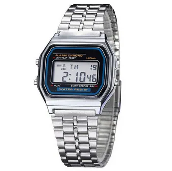 Prabangus Nerūdijančio Plieno Skaitmeninis Chronometras, Signalizacijos LED Watch Moterų, Vyrų Mados Apyrankę ant Riešo Žiūrėti Laikrodis relogio feminino masculino