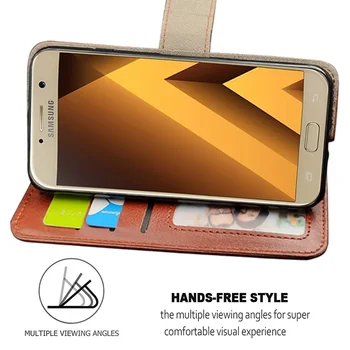 Prabangus Odinis Flip Case For Samsung Galaxy A7 A3 A5 A6 A8 Plius 2016 2017 2018 Atveju Piniginės Kortelę Stovėti TPU silikono Padengti
