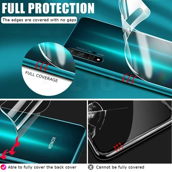 Priekiniai Atgal Kino Hidrogelio Plėvelė Huawei Honor 8 9 Lite 8X Max 9X Pro 20 Pro 10i Lite Screen Protector Galinį Dangtelį Filmas Ne Stiklo