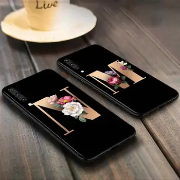 Priskirtą Raidę Monograma Anti-rudenį Telefono dėklas Samsung Galaxy A90 A80 A70S A60 A50S A40 A20E A20 A10S Minkštas Juodas Viršelis