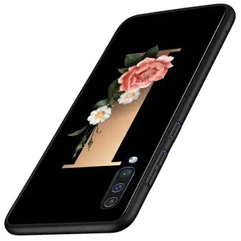 Priskirtą Raidę Monograma Anti-rudenį Telefono dėklas Samsung Galaxy A90 A80 A70S A60 A50S A40 A20E A20 A10S Minkštas Juodas Viršelis