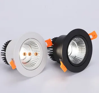 Pritemdomi LED, COB Dėmesio Lubų Lempa AC85-265V 3W 5W 9W 7W 12W 15W Aliuminio Embedded Šviestuvai Apvalus Skydas Šviesos