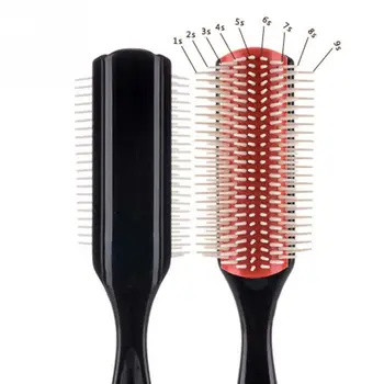 Profesionalus Plaukų Šepetys Plaukų Šukos Juodo Nailono Šeriai 9 Eilučių Plaukų Šukos Massager Formavimo Šepetys