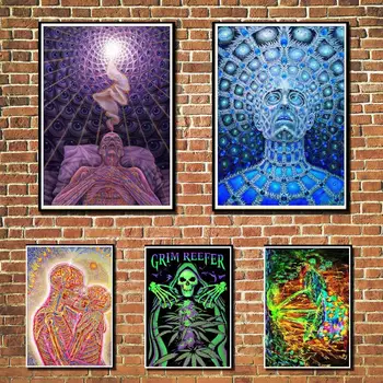 Psychedelic Trippy Medžio retro plakatas, lipdukas namų puošybai siena lipdukas meno tapybos kraft popieriaus, lipduko juosta