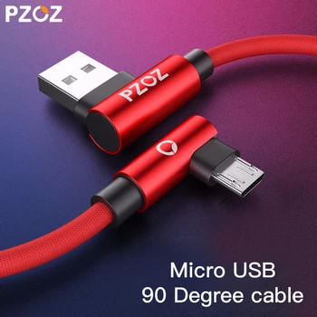 PZOZ Greito Įkrovimo Micro usb kabelis 90 Laipsnių Micro usb įkroviklis Microusb laidas duomenų xiaomi redmi 
