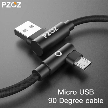PZOZ Greito Įkrovimo Micro usb kabelis 90 Laipsnių Micro usb įkroviklis Microusb laidas duomenų xiaomi redmi 