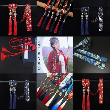 QIANAO Hanfu kostiumas plaukų virvę kutas raudona galva virvę Spausdinti Apdangalai, Kinų Tradicinė, Plaukų Aksesuarai, Plaukų Kaspinais lankelis