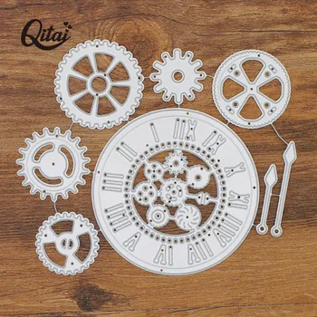 QITAI 2020 8pcs Pavarų Laikrodis Set Metalo, Plieno Presavimo Pjovimo Miršta Amatų Miršta Scrapbooking 