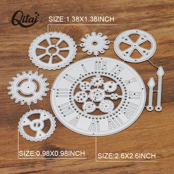 QITAI 2020 8pcs Pavarų Laikrodis Set Metalo, Plieno Presavimo Pjovimo Miršta Amatų Miršta Scrapbooking 