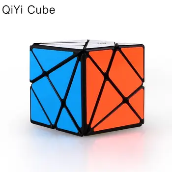 QIYI Ašis Magic Cube Pakeisti Netaisyklingai Jinggang Profesinės Įspūdį Sukimosi Ašis Kubas su Matinio stiklo Lipdukas 3x3x3 Juoda Kūno Kubas