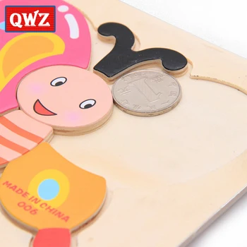 QWZ Žaislai Mielas Animacinių filmų Gyvūnų, Medinės 3D Dėlionė Vaikams Tangram Formos Puzzle Intelekto Vaikams Dovanas Švietimo Žaislai